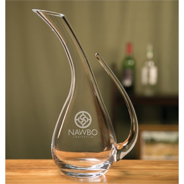 Stylish 54oz Engraved Crystal Wine Decanter with Open Handle