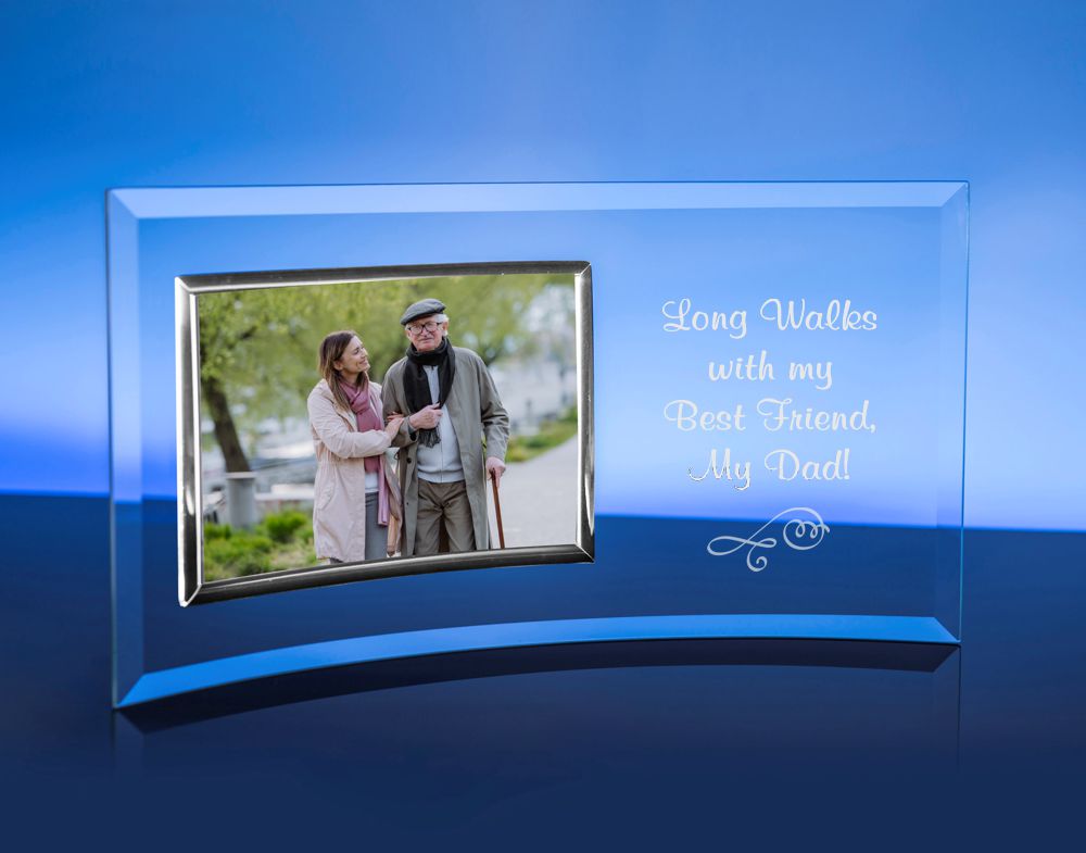 Engraved Curved Glass with Silver Horizontal Picture Frame