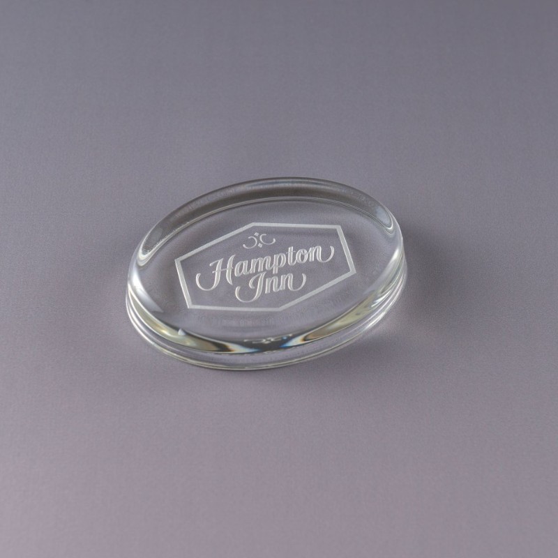 Engraved Ellipse Crystal Paperweight