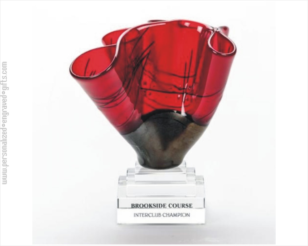 Engraved Vibrant Red Art Glass Award Aliz
