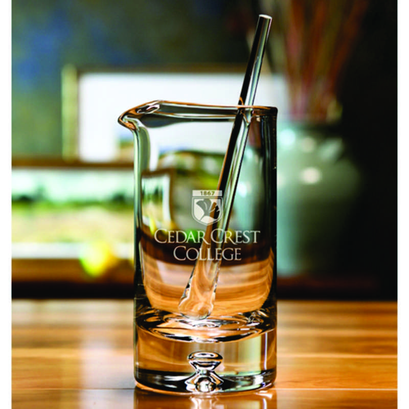 Engraved Glass Cocktail Mixer with Distinctive Bubble Base