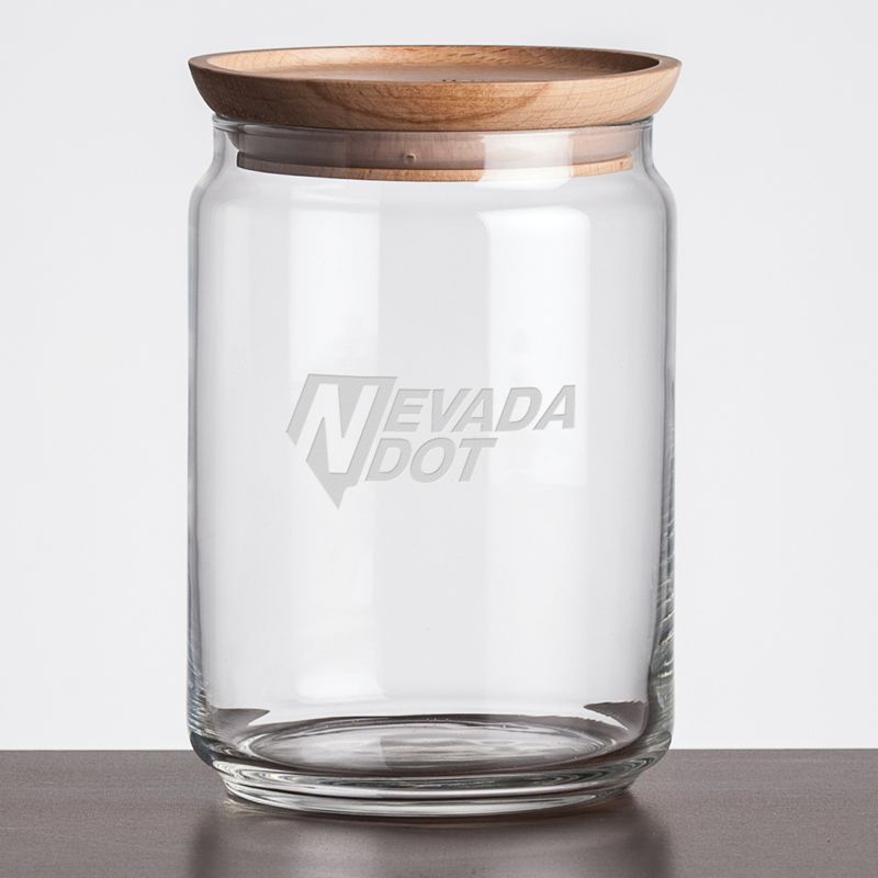 Engraved Glass Jar with Wooden Top
