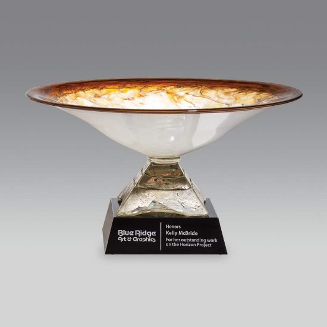 Engraved Gold Leafed Glass Award Bowl Kenna