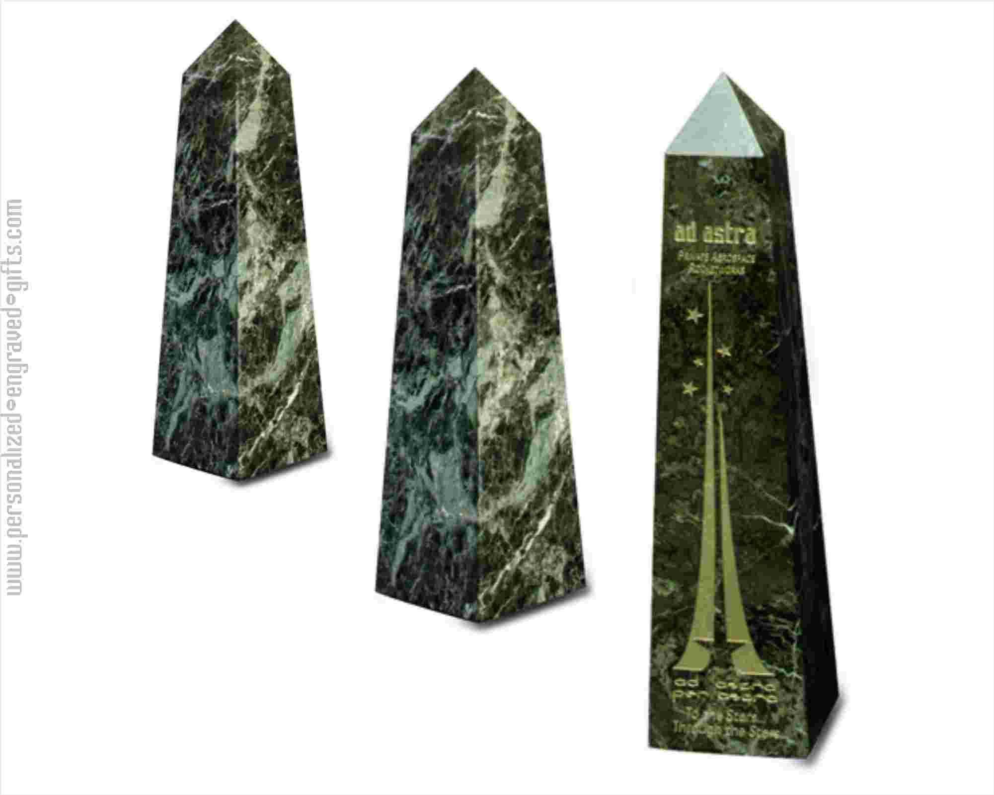 Custom Engraved Jade Green Marble Obelisk Awards
