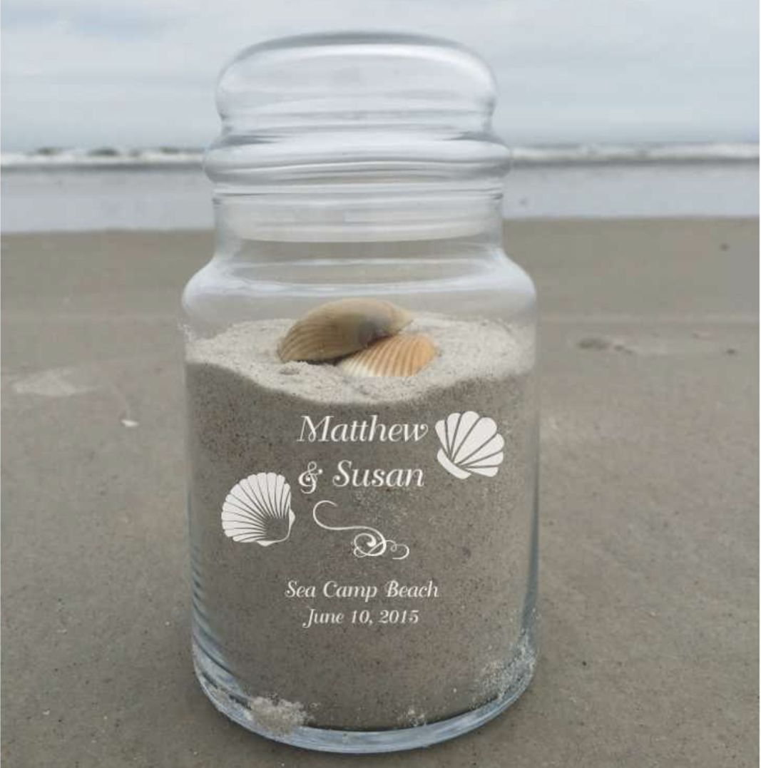 Engraved Glass Jar for you Beach Wedding Memories and Much More