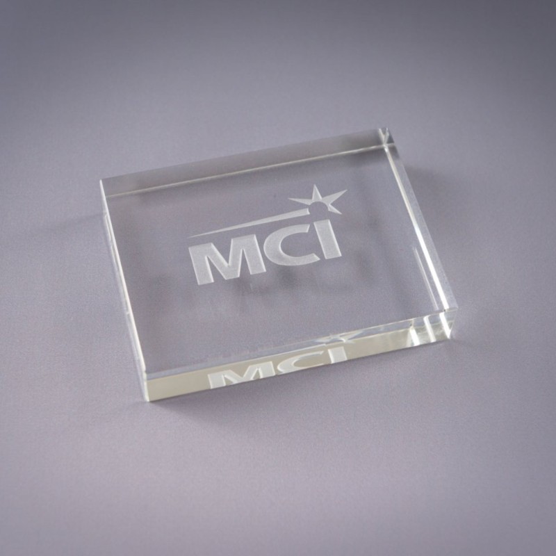 Engraved Optic Crystal Modernist Paperweights