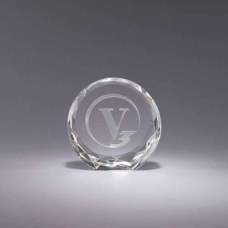 Engraved Optic Crystal Sun Paperweights