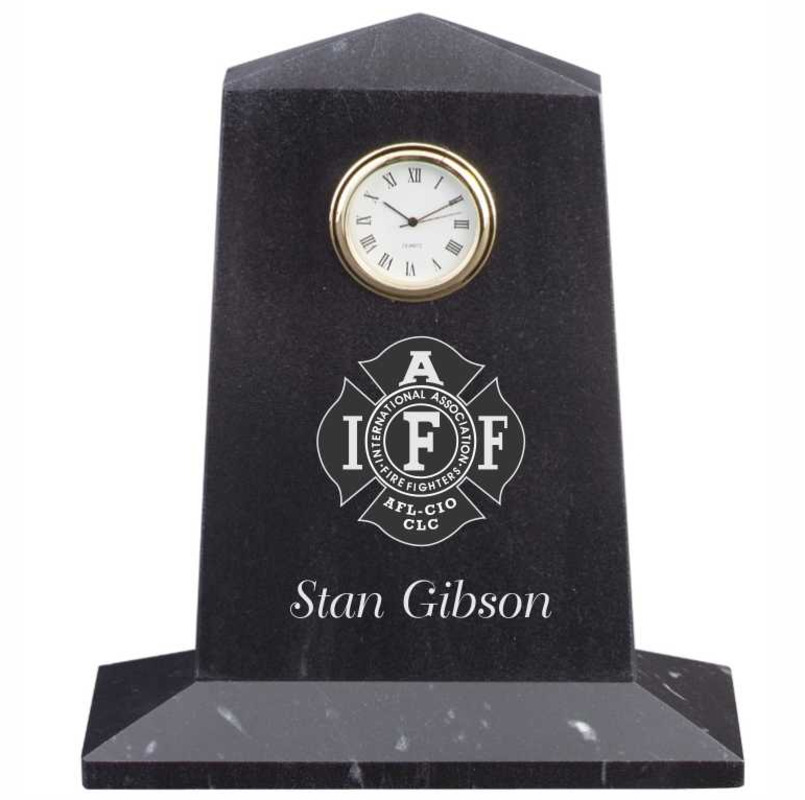 Engraved Pentagon Marble Award Clock