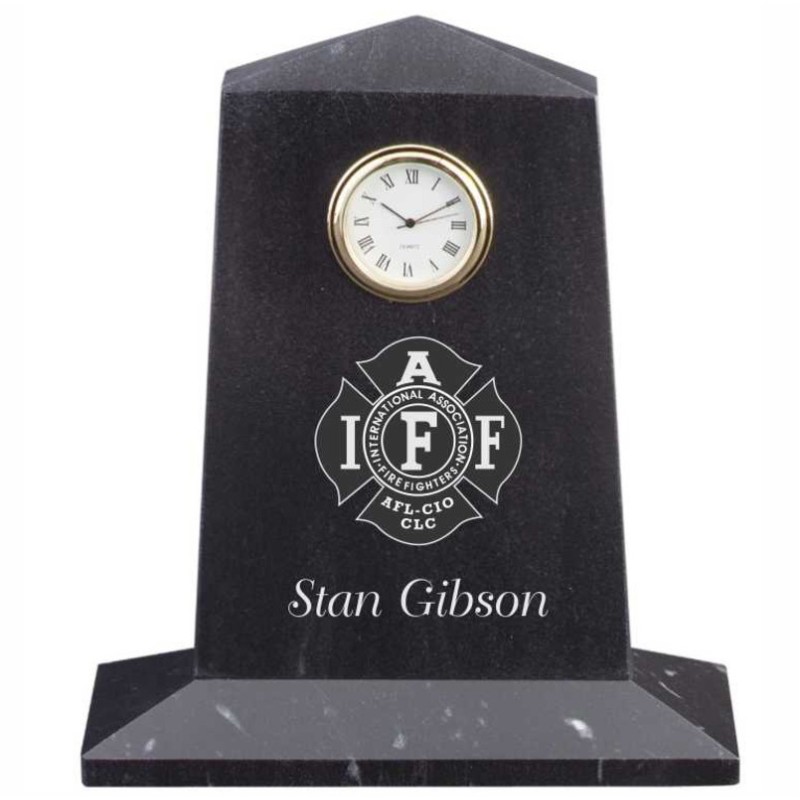 Engraved Pentagon Marble Award Clock
