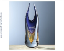 Amethyst & Gold 13 inch Art Crystal Vase Award