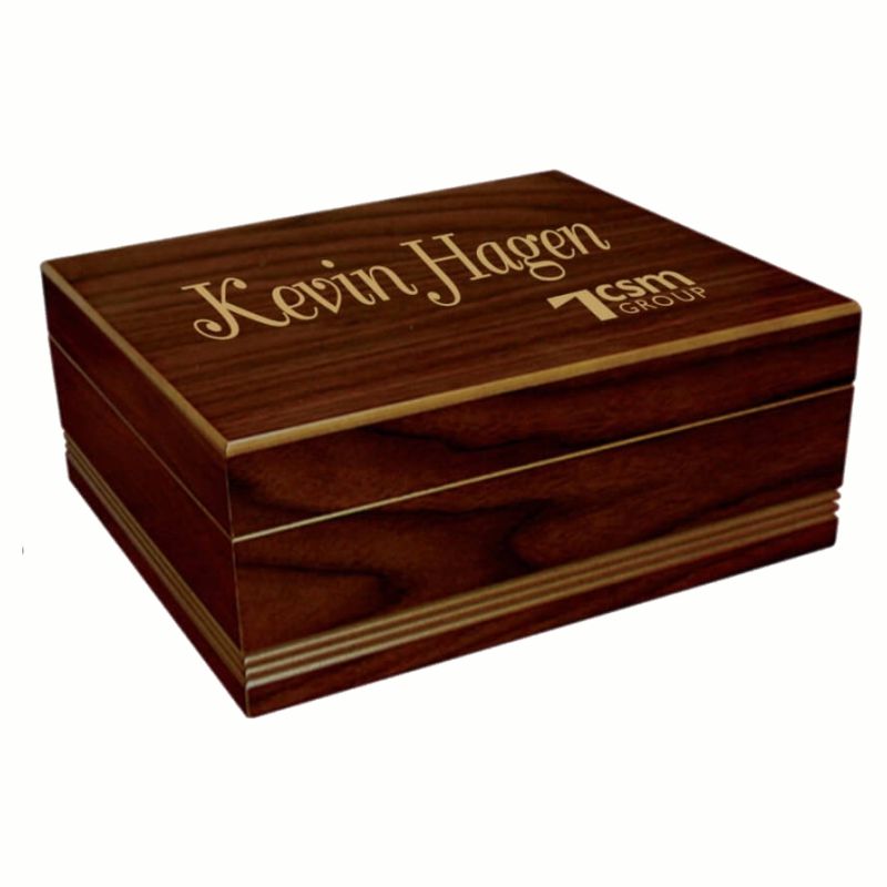 Engraved Rich Walnut Finished Wooden Humidor - Dan