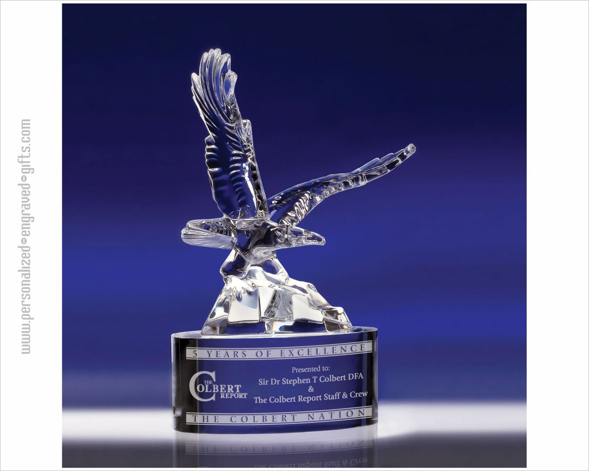 Engraved Crystal Award Soaring Eagle