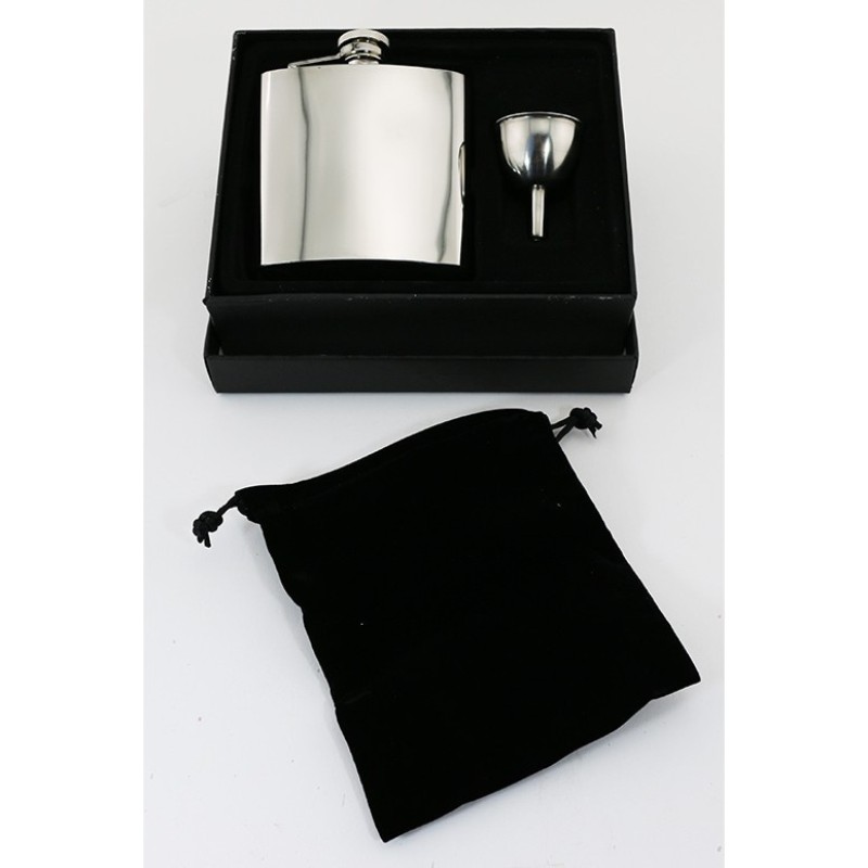 Engraved Stainless Steel Captive-Top Pocket Flask Gift Set