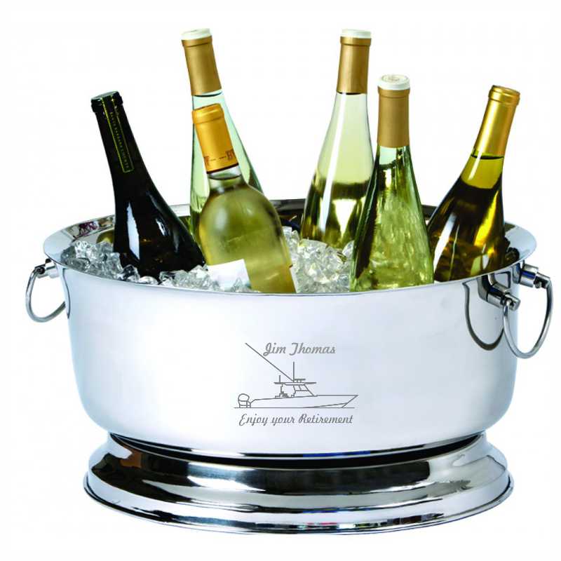 Engraved Stainless Steel Oval Party Tub - Wine Chiller