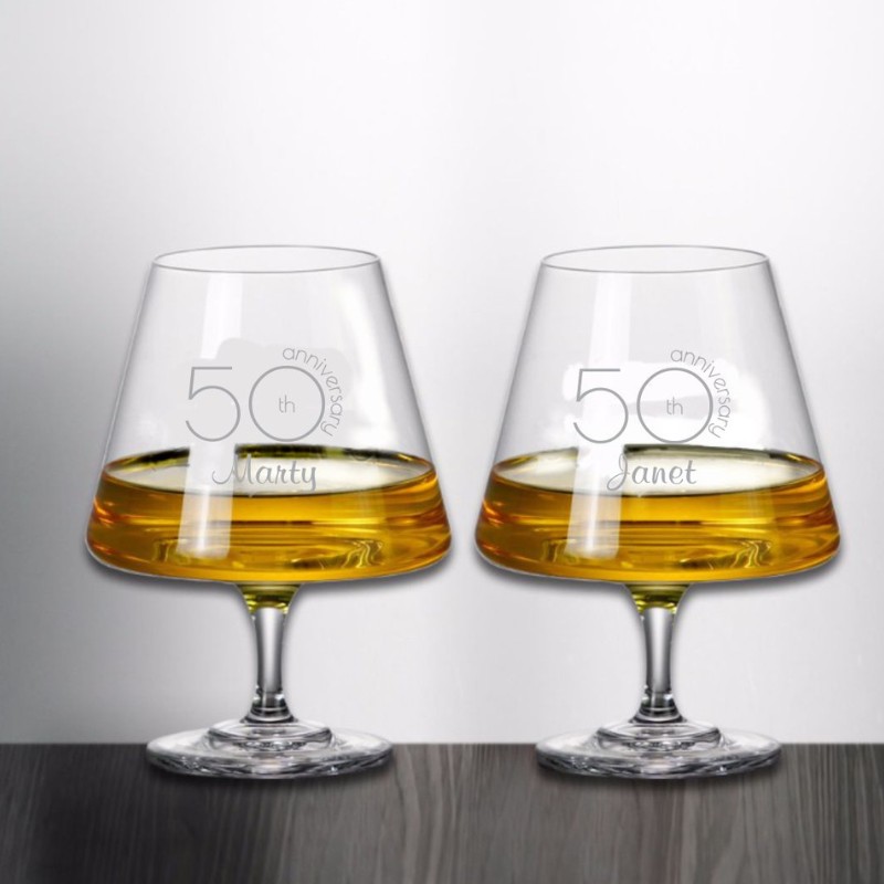 Engraved Urban Styled Crystal Brandy Snifters - Enzo