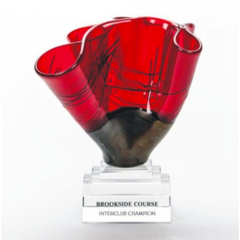 Engraved Vibrant Red Art Glass Award Aliz