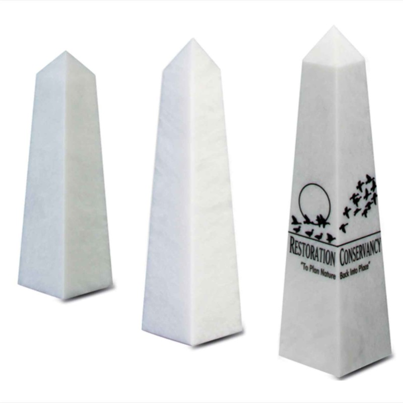 Engraved White Marble Obelisk Awards