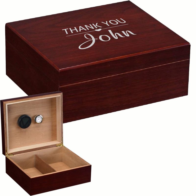 Engraved Wooden Cherry or Black Humidor - 10inch - Cabana