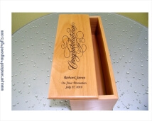 Engraved Hand-Crafted Solid Wood Wine Gift Box - Clear Finish