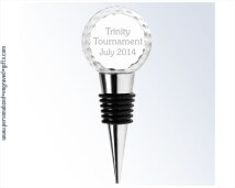 Engraved Crystal Golf Ball Wine Stopper 