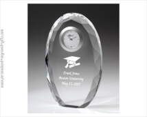 Engraved Faceted Oval Crystal Clock