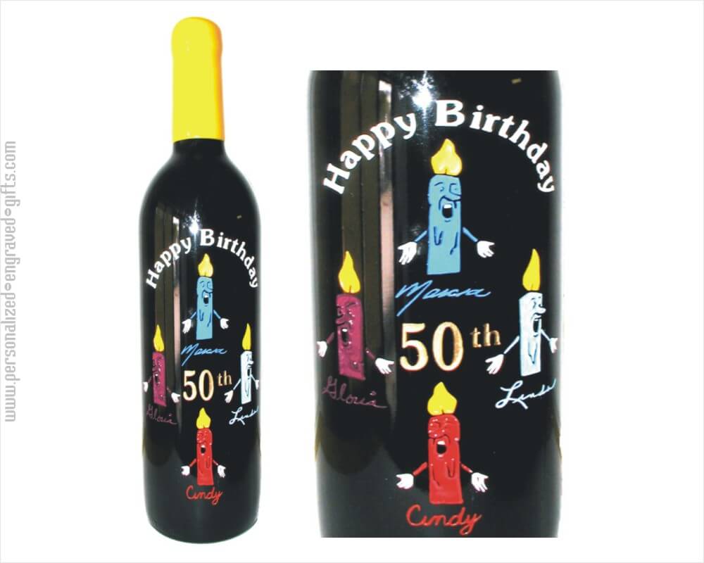 Four Singing Candles Deep Engraved in the Bottle