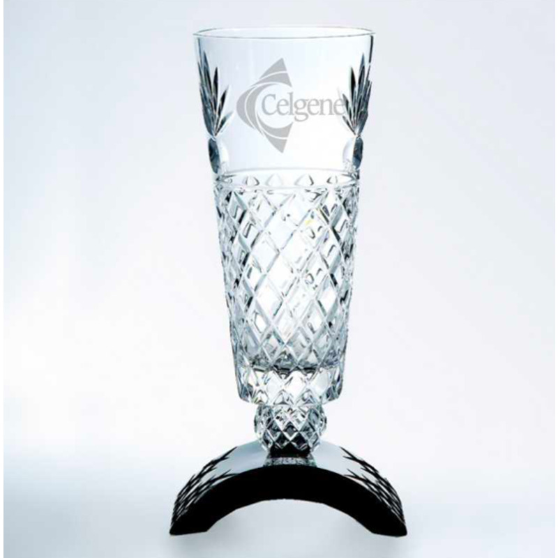 Full Lead Italian Crystal Isis Vase Meticulously Engraved