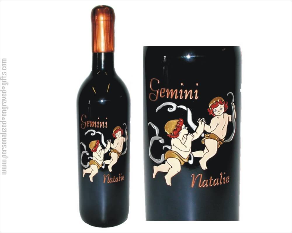 Engraved Wine Bottles - Gemini