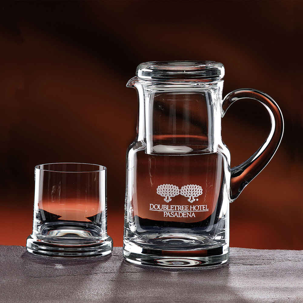Glass Water Pitcher with Tumbler and Logo the Bureau