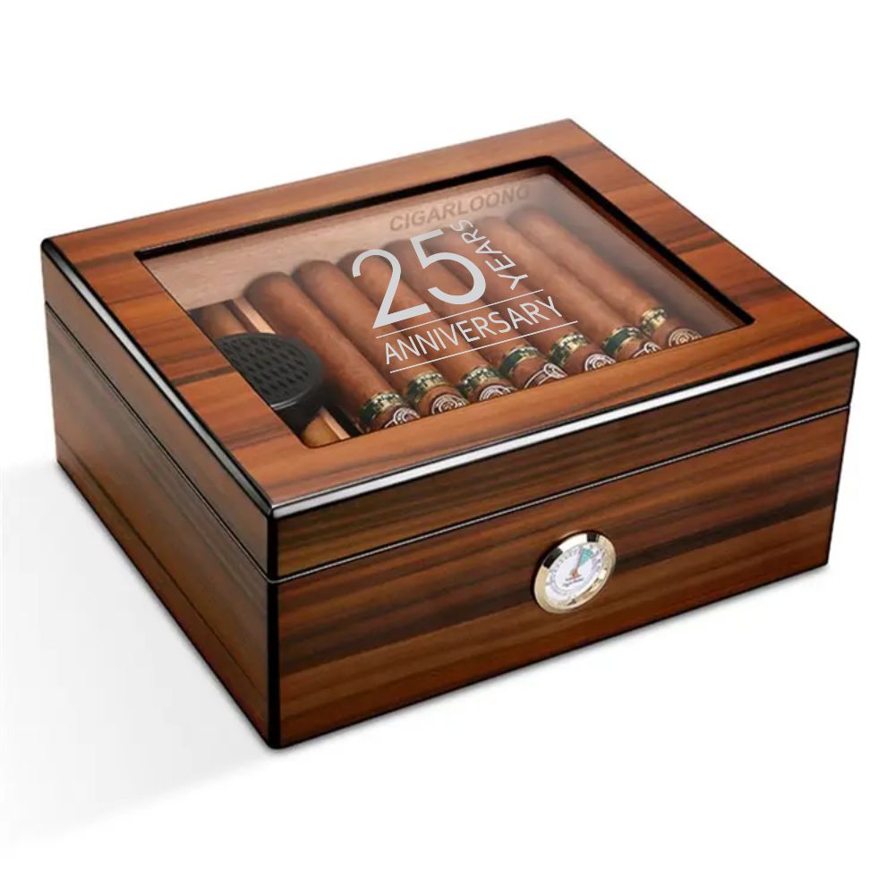 Large Humidor with Personalized Glass Top, The High Gloss Seco Max