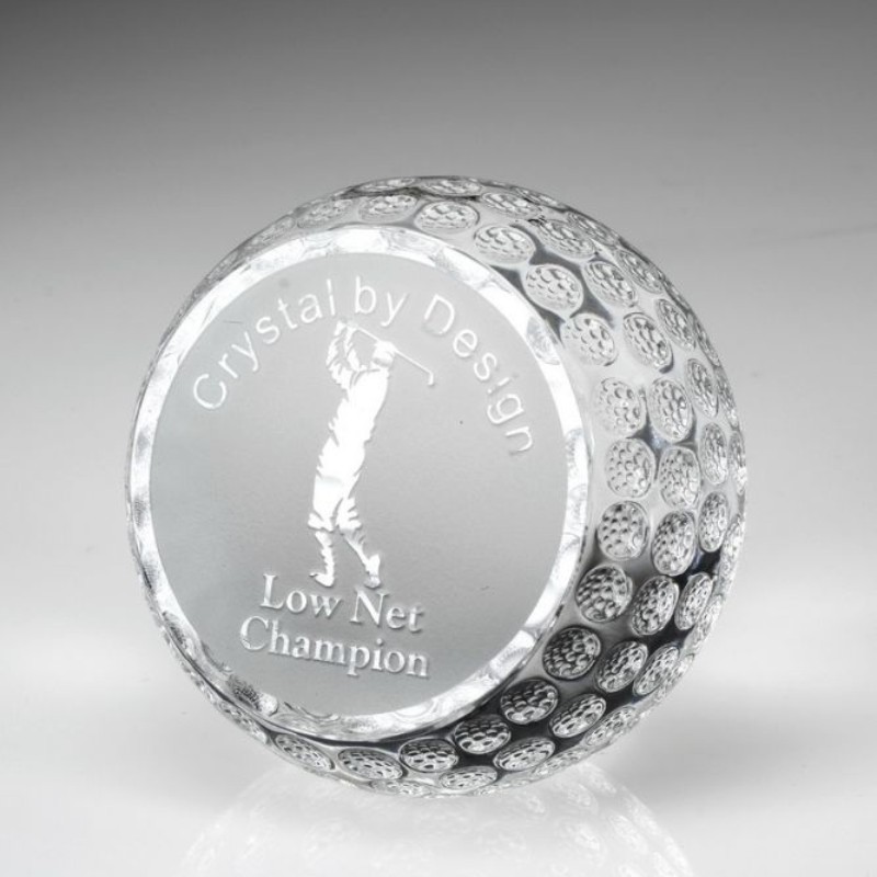 Golf Ball Crystal Engraved Paperweights