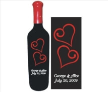 Etched Wine Bottles Heart Design # 8