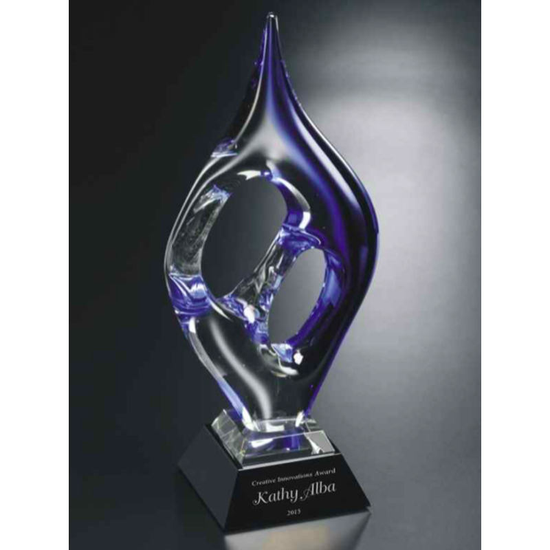 Innovation Flame Award in Blue Crystal Art Glass