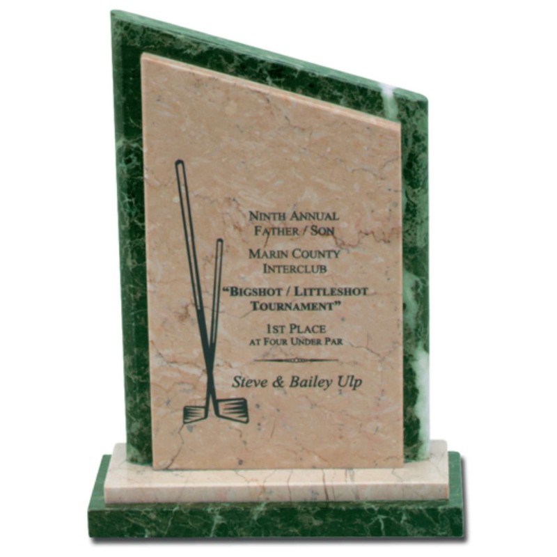 Jade Leaf Green Marble Award with Botticino Accents