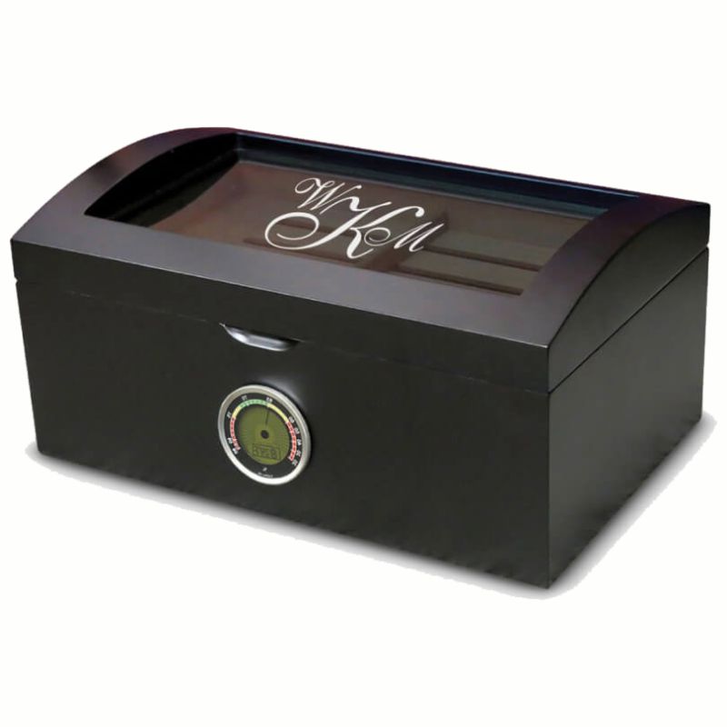 Matte Black Humidor with Glass Top The Genoa