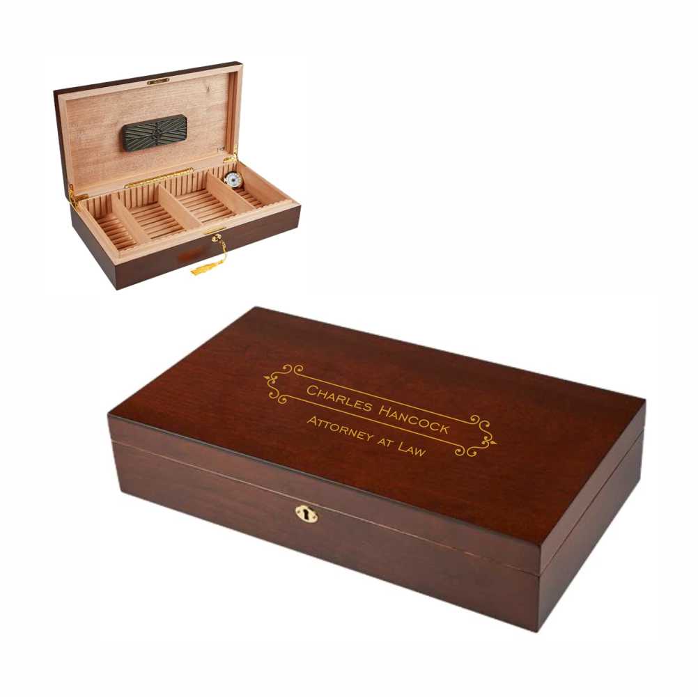 Personalized Laser Engraved Walnut Humidor Esquire