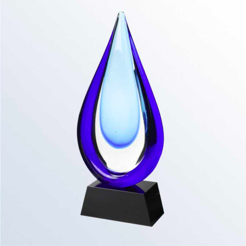 Light and Royal Blue Double Drop Award on Black Base - Charlotte