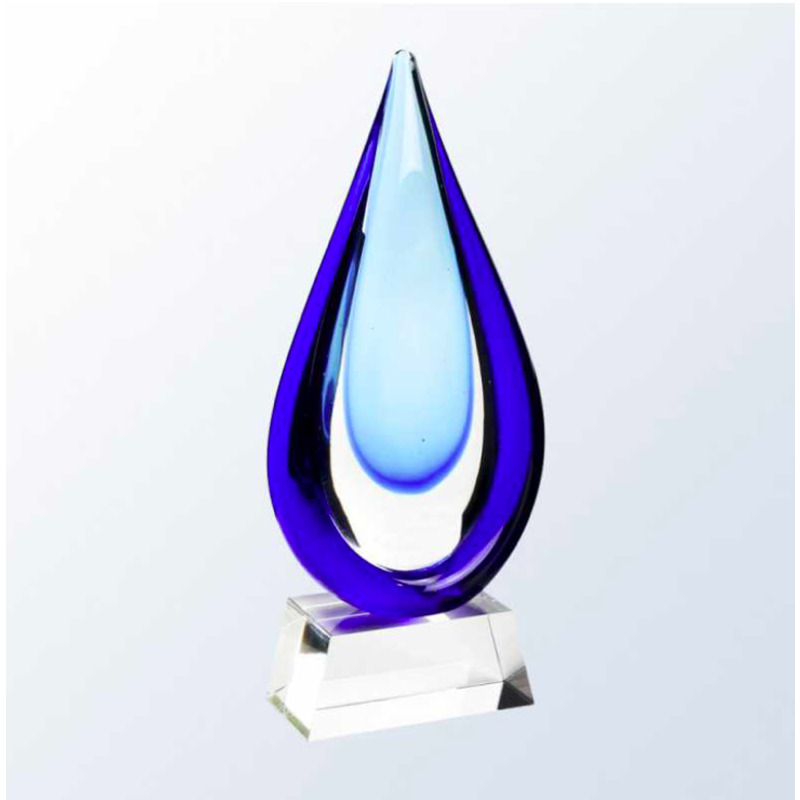 Light and Royal Blue Double Drop Award on Clear Base - Charlotte