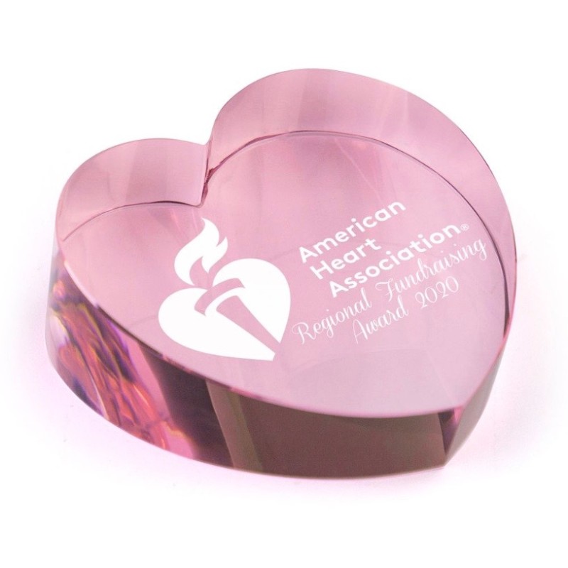 Limited Time Offer - Personalized Pink Crystal Heart Paperweight