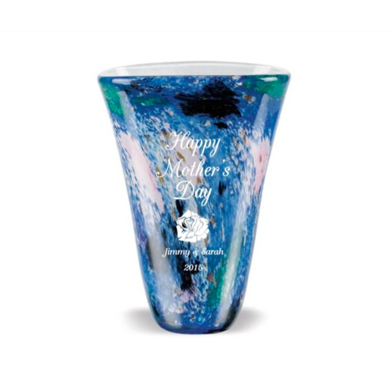 Monet Inspired Blue Art Glass Vase - The Crystalline