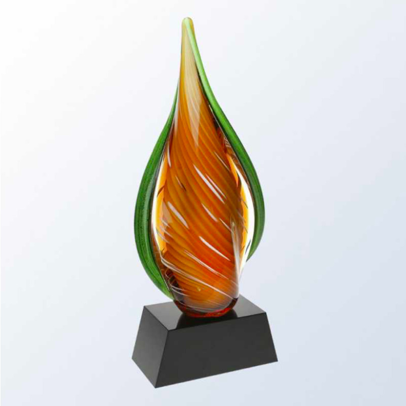 Orange and Green Spindle Glass Figure - Vargas