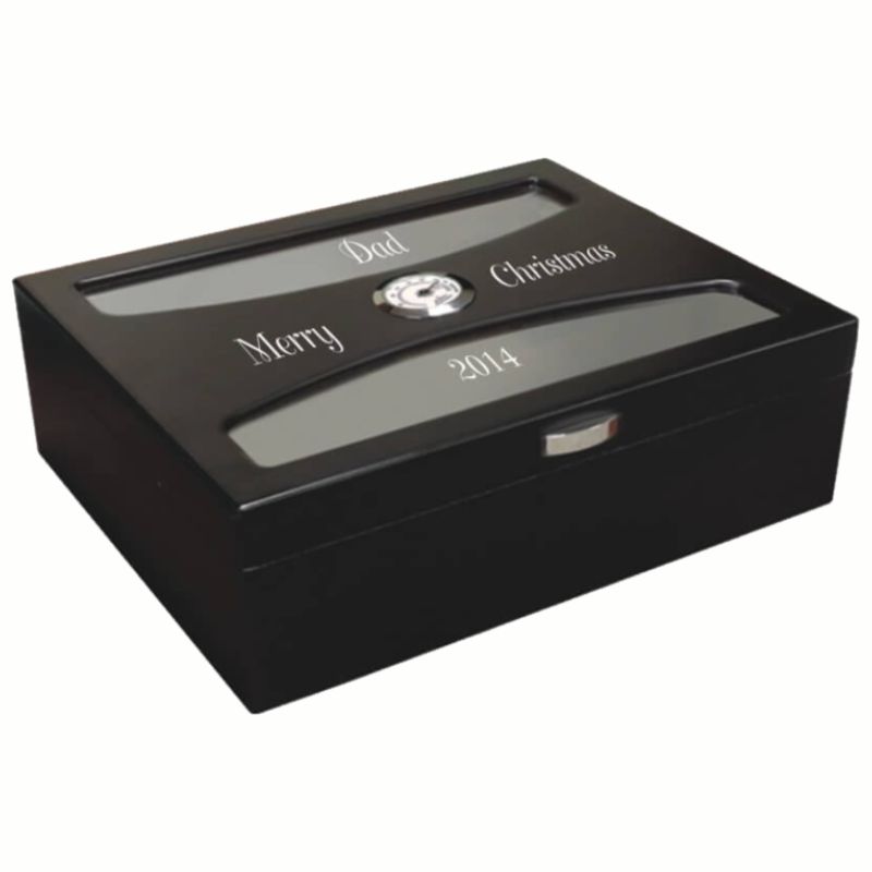 Personalized Black Finish Humidor - South Beach
