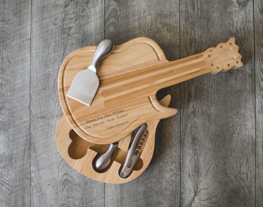 Engraved Guitar Shaped Cheeseboard