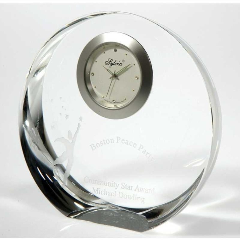 Personalized Circular 4 inch Crystal Clock Crown