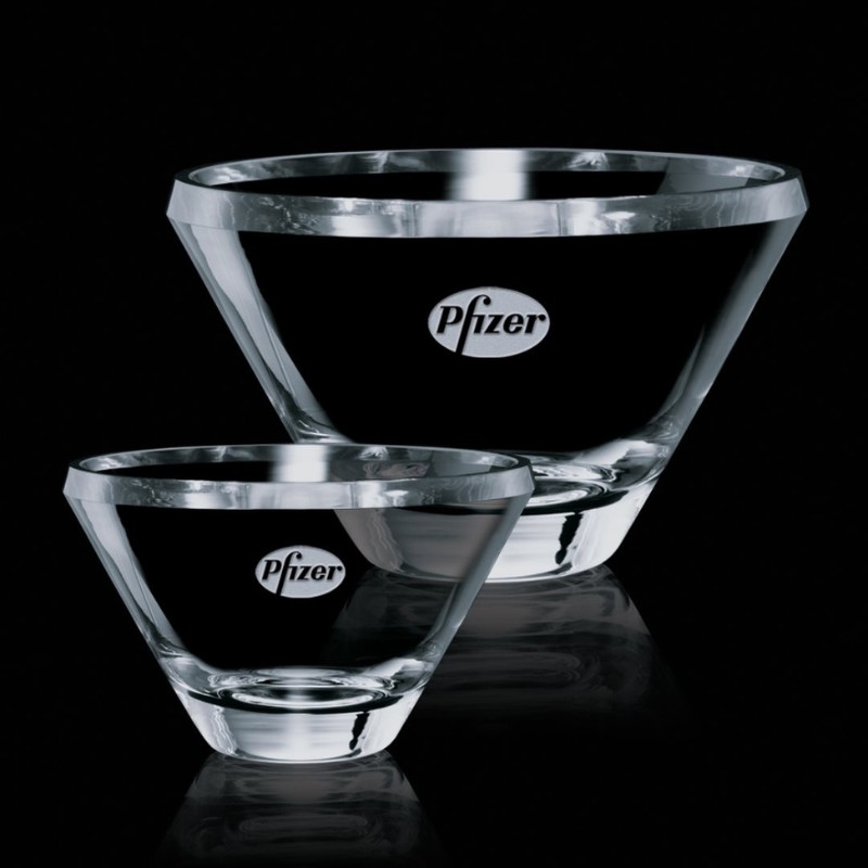 Personalized Crystal Bowl with Slant Beveled Sides - Camber