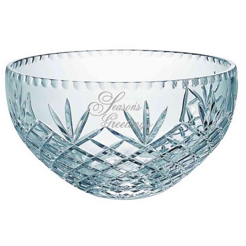 Personalized Crystal Bowl with Wheat Top Design The Peyton