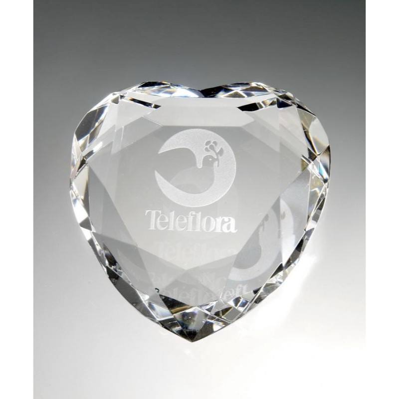 Personalized Crystal Faceted Heart Paperweights - Robbie