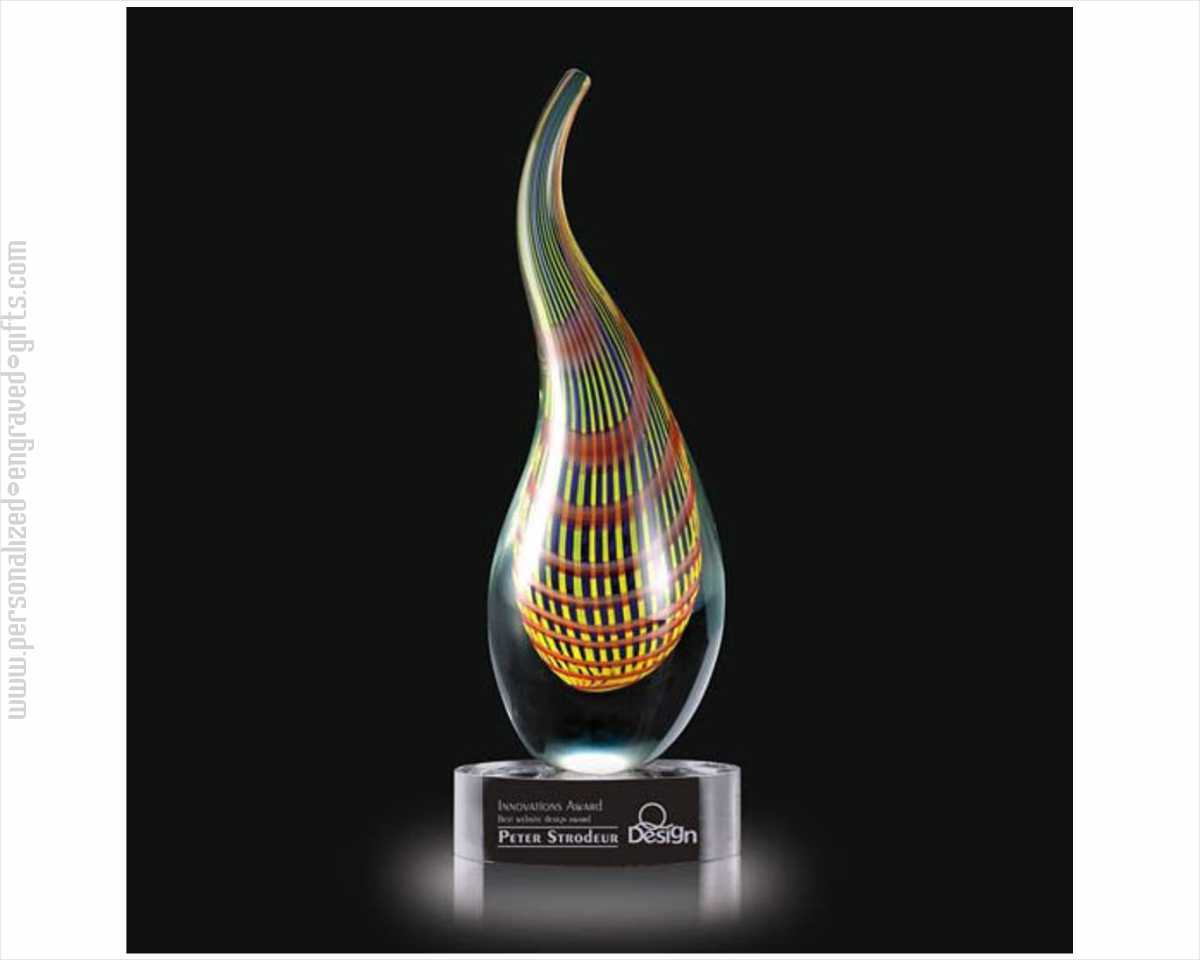 Stunning Art Glass Geometric Flame Award Sovran