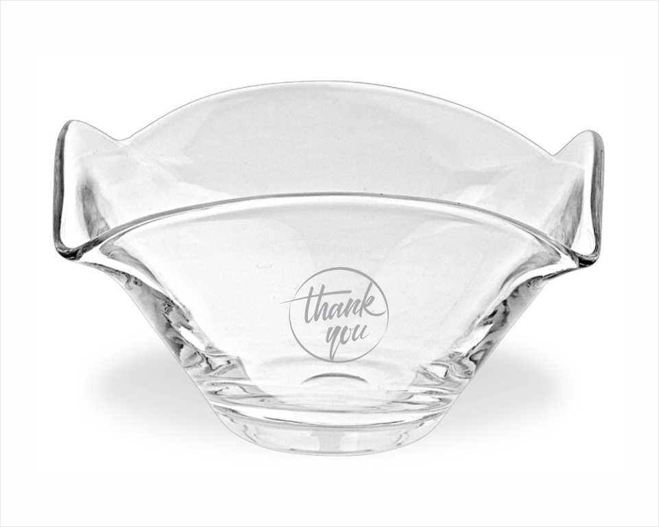 Flared Mouth Blown Engraved Glass Bowl - Quartet