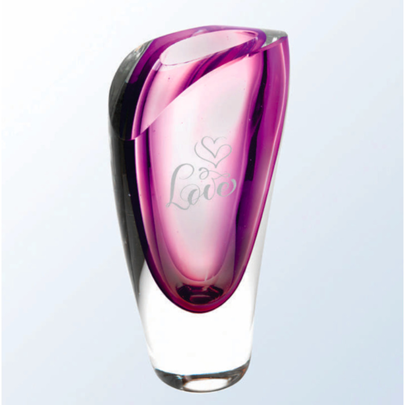 Personalized Engraved Lyla Art Glass Vase in Purple